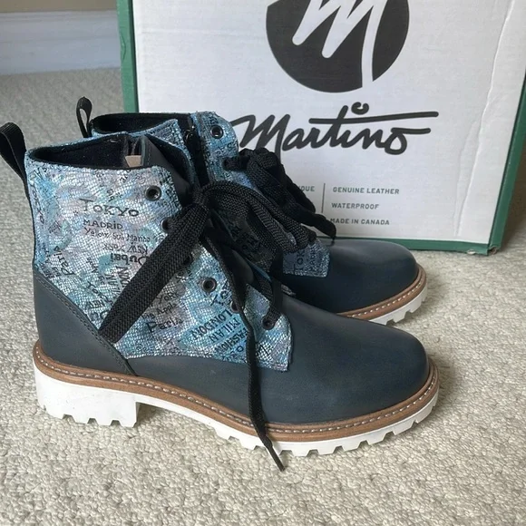Martino NIB Women’s Nina Blue City Handmade Leather Boots Size 8 NEW - Picture 2 of 15